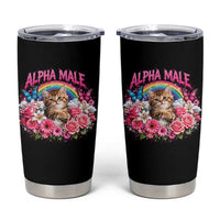 Alpha Male Tumbler Cup Funny Cat Kitten Meme Rainbow Floral