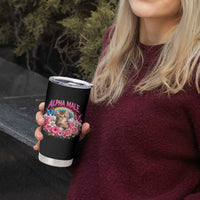 Alpha Male Tumbler Cup Funny Cat Kitten Meme Rainbow Floral