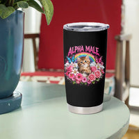 Alpha Male Tumbler Cup Funny Cat Kitten Meme Rainbow Floral