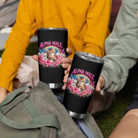 Alpha Male Tumbler Cup Funny Cat Kitten Meme Rainbow Floral