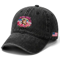 Alpha Male Washed Cotton Baseball Cap Funny Cat Kitten Meme Rainbow Floral