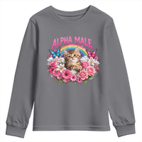 Alpha Male Youth Sweatshirt Funny Cat Kitten Meme Rainbow Floral