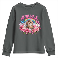 Alpha Male Youth Sweatshirt Funny Cat Kitten Meme Rainbow Floral