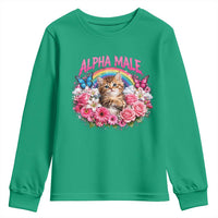Alpha Male Youth Sweatshirt Funny Cat Kitten Meme Rainbow Floral