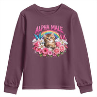 Alpha Male Youth Sweatshirt Funny Cat Kitten Meme Rainbow Floral