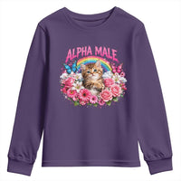 Alpha Male Youth Sweatshirt Funny Cat Kitten Meme Rainbow Floral