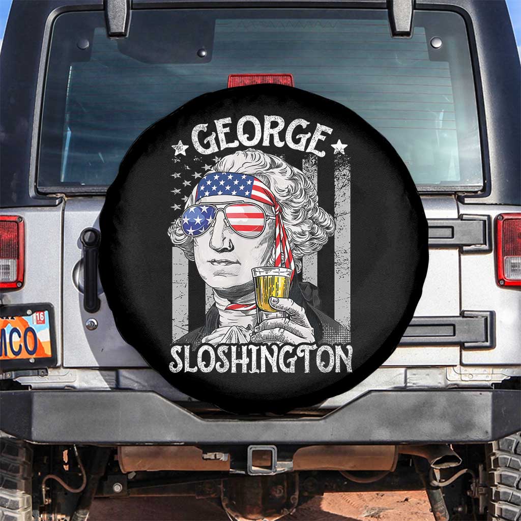 Funny 4th of July George Sloshington Washington Spare Tire Cover Retro America Flag - Wonder Print Shop