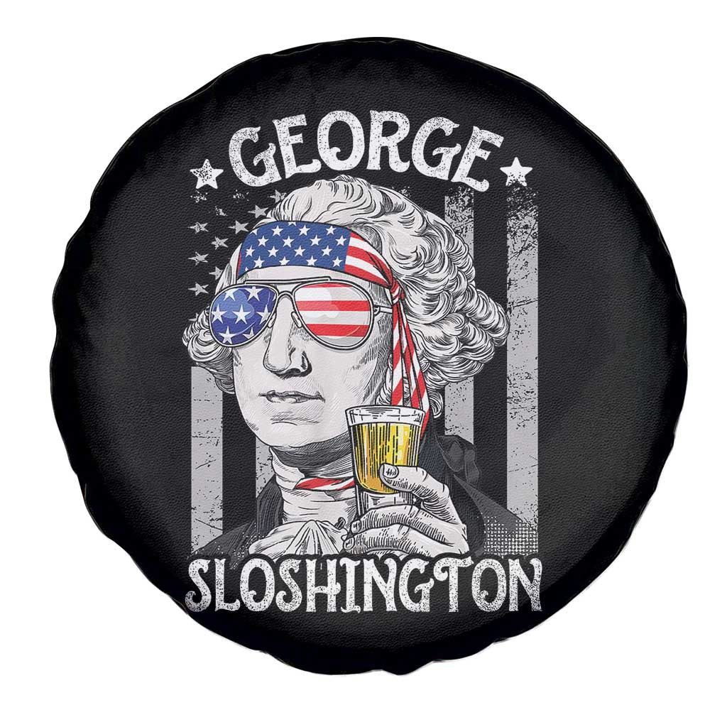 Funny 4th of July George Sloshington Washington Spare Tire Cover Retro America Flag - Wonder Print Shop