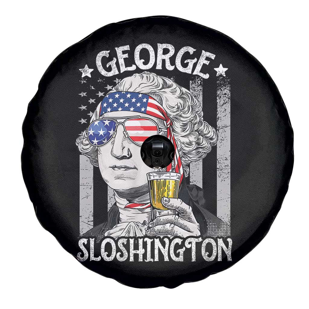 Funny 4th of July George Sloshington Washington Spare Tire Cover Retro America Flag - Wonder Print Shop
