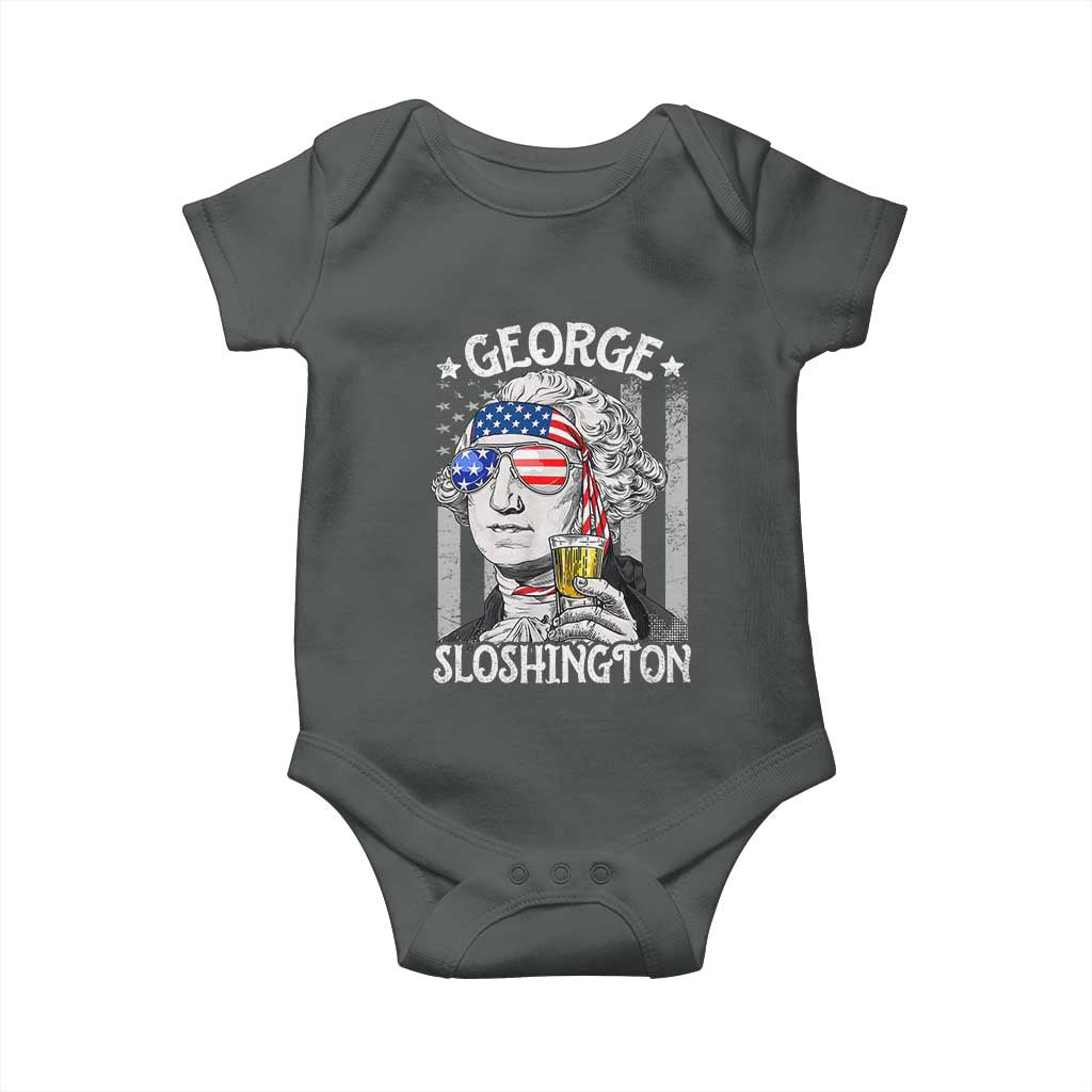 Funny 4th of July George Sloshington Washington Baby Onesie Retro America Flag - Wonder Print Shop