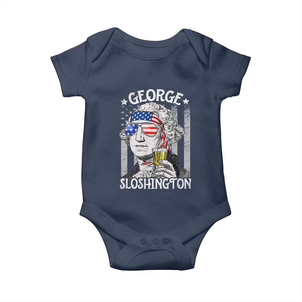 Funny 4th of July George Sloshington Washington Baby Onesie Retro America Flag - Wonder Print Shop