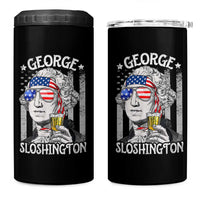 Funny 4th of July George Sloshington Washington 4 in 1 Can Cooler Tumbler Retro America Flag - Wonder Print Shop