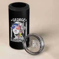 Funny 4th of July George Sloshington Washington 4 in 1 Can Cooler Tumbler Retro America Flag - Wonder Print Shop