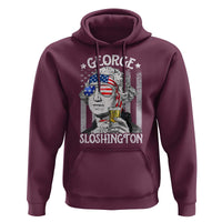 Funny 4th of July George Sloshington Washington Hoodie Retro America Flag - Wonder Print Shop