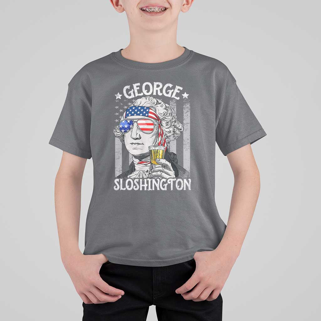 Funny 4th of July George Sloshington Washington T Shirt For Kid Retro America Flag - Wonder Print Shop