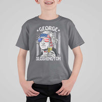 Funny 4th of July George Sloshington Washington T Shirt For Kid Retro America Flag - Wonder Print Shop