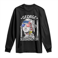 Funny 4th of July George Sloshington Washington Long Sleeve Shirt Retro America Flag - Wonder Print Shop