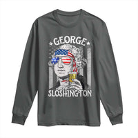 Funny 4th of July George Sloshington Washington Long Sleeve Shirt Retro America Flag - Wonder Print Shop