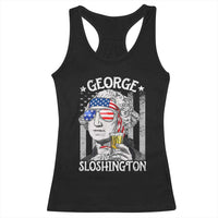 Funny 4th of July George Sloshington Washington Racerback Tank Top Retro America Flag - Wonder Print Shop