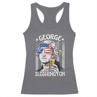 Funny 4th of July George Sloshington Washington Racerback Tank Top Retro America Flag - Wonder Print Shop