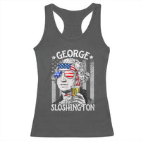 Funny 4th of July George Sloshington Washington Racerback Tank Top Retro America Flag - Wonder Print Shop