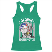 Funny 4th of July George Sloshington Washington Racerback Tank Top Retro America Flag - Wonder Print Shop