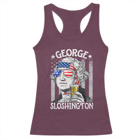 Funny 4th of July George Sloshington Washington Racerback Tank Top Retro America Flag - Wonder Print Shop