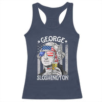 Funny 4th of July George Sloshington Washington Racerback Tank Top Retro America Flag - Wonder Print Shop