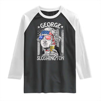 Funny 4th of July George Sloshington Washington Raglan Shirt Retro America Flag - Wonder Print Shop