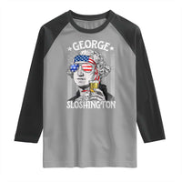 Funny 4th of July George Sloshington Washington Raglan Shirt Retro America Flag - Wonder Print Shop