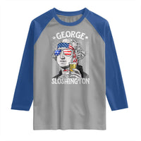 Funny 4th of July George Sloshington Washington Raglan Shirt Retro America Flag - Wonder Print Shop