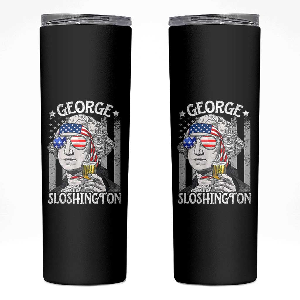 Funny 4th of July George Sloshington Washington Skinny Tumbler Retro America Flag - Wonder Print Shop