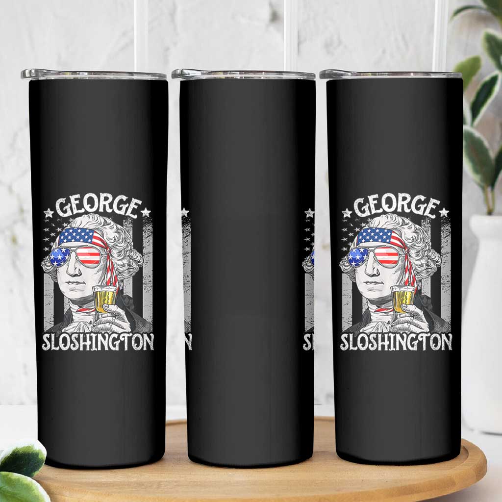Funny 4th of July George Sloshington Washington Skinny Tumbler Retro America Flag - Wonder Print Shop