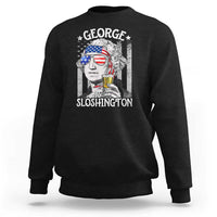 Funny 4th of July George Sloshington Washington Sweatshirt Retro America Flag - Wonder Print Shop