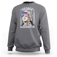 Funny 4th of July George Sloshington Washington Sweatshirt Retro America Flag - Wonder Print Shop