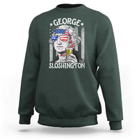 Funny 4th of July George Sloshington Washington Sweatshirt Retro America Flag - Wonder Print Shop