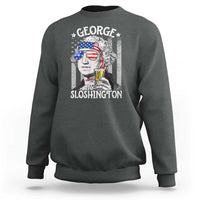 Funny 4th of July George Sloshington Washington Sweatshirt Retro America Flag - Wonder Print Shop