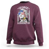 Funny 4th of July George Sloshington Washington Sweatshirt Retro America Flag - Wonder Print Shop