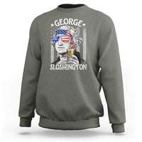 Funny 4th of July George Sloshington Washington Sweatshirt Retro America Flag - Wonder Print Shop