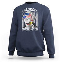 Funny 4th of July George Sloshington Washington Sweatshirt Retro America Flag - Wonder Print Shop