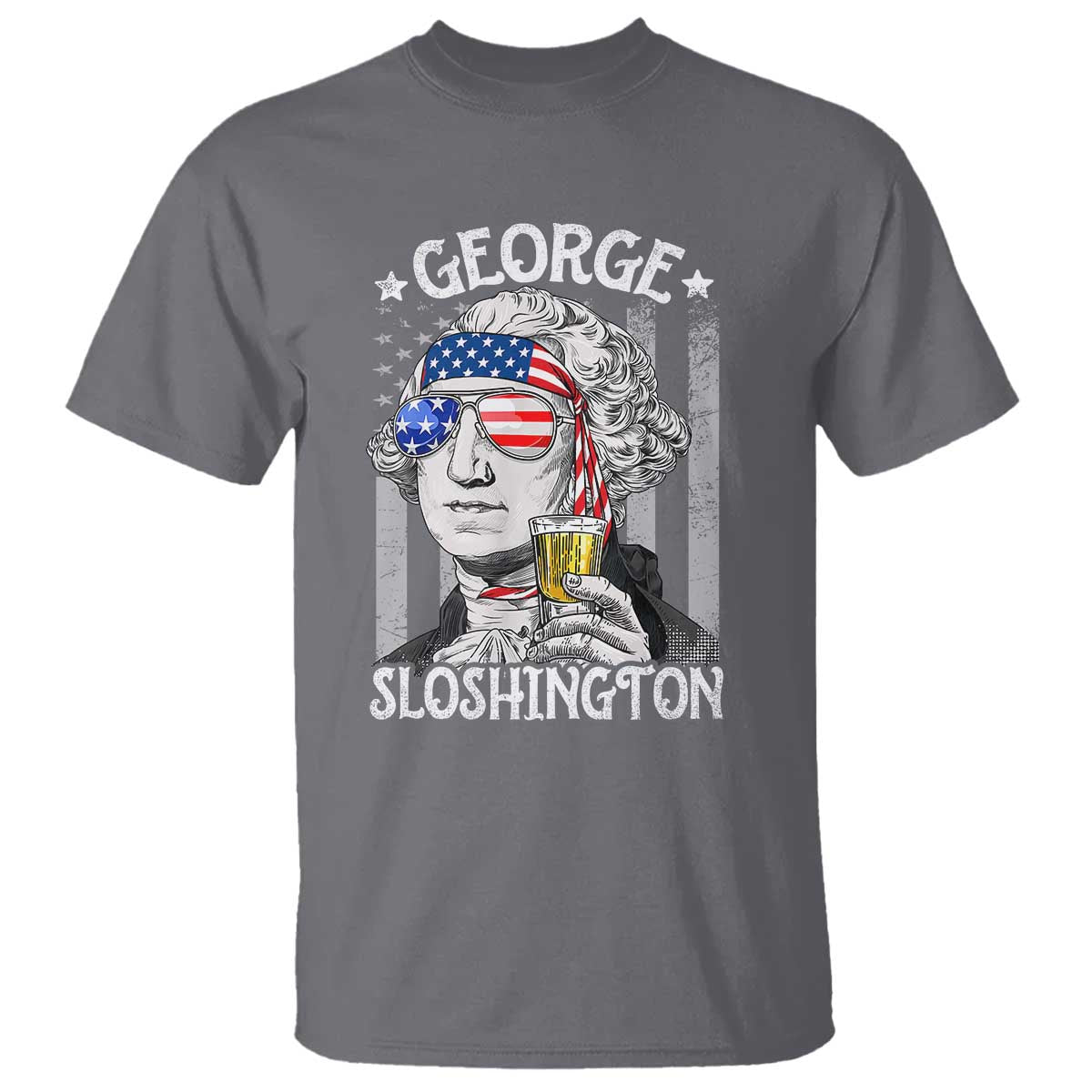 Funny 4th of July George Sloshington Washington T Shirt Retro America Flag - Wonder Print Shop