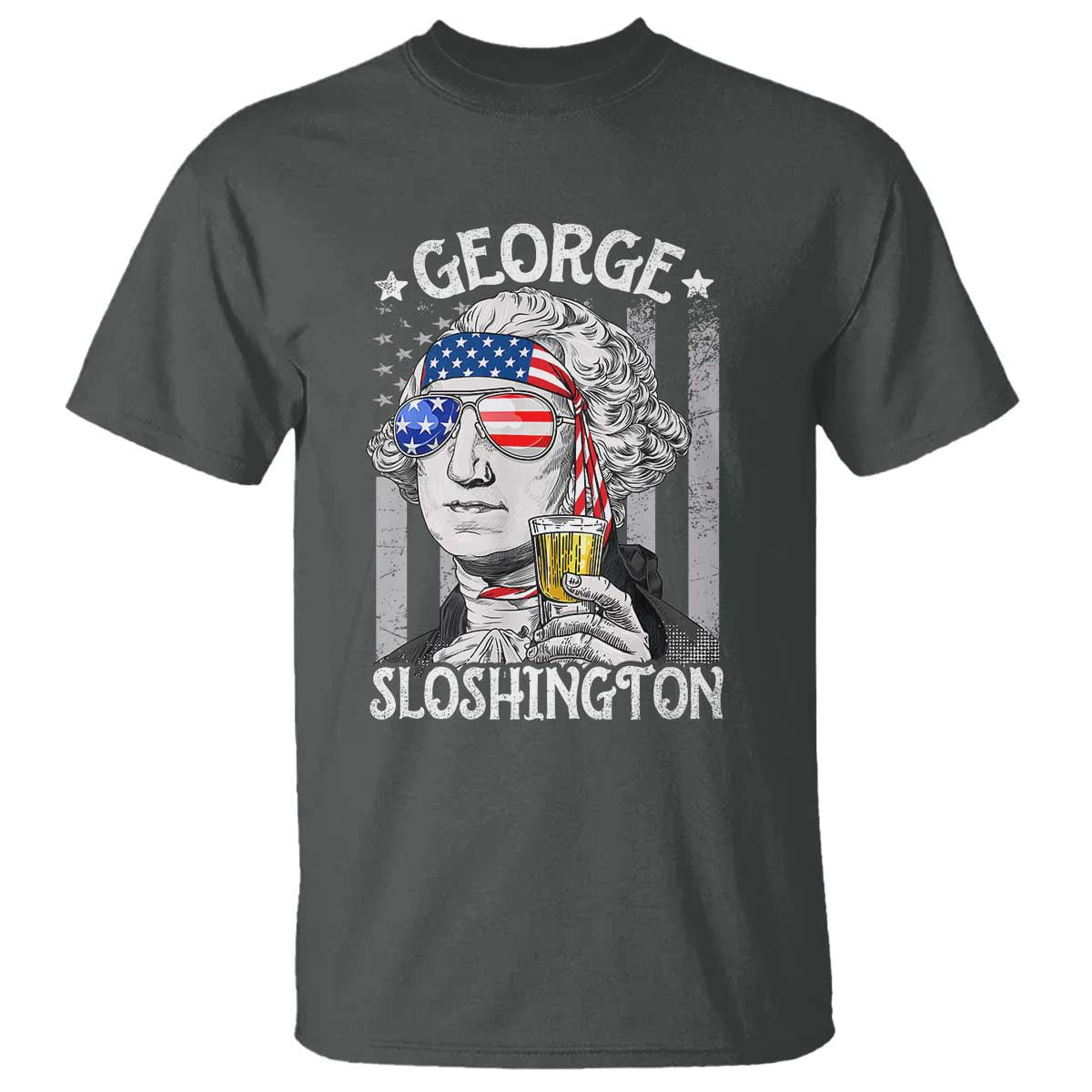 Funny 4th of July George Sloshington Washington T Shirt Retro America Flag - Wonder Print Shop