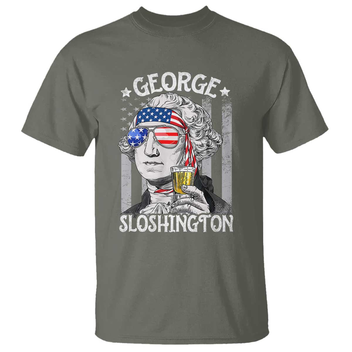 Funny 4th of July George Sloshington Washington T Shirt Retro America Flag - Wonder Print Shop