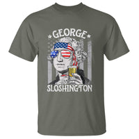 Funny 4th of July George Sloshington Washington T Shirt Retro America Flag - Wonder Print Shop