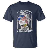 Funny 4th of July George Sloshington Washington T Shirt Retro America Flag - Wonder Print Shop