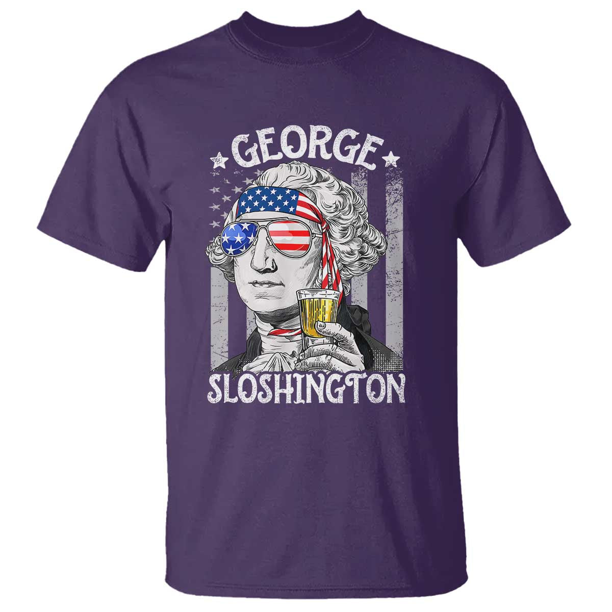 Funny 4th of July George Sloshington Washington T Shirt Retro America Flag - Wonder Print Shop