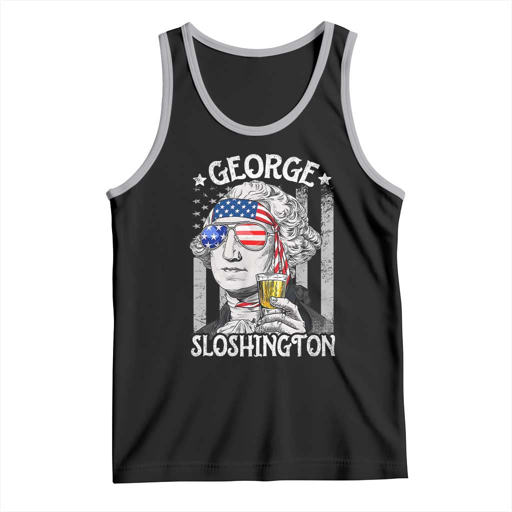 Funny 4th of July George Sloshington Washington Tank Top Retro America Flag - Wonder Print Shop