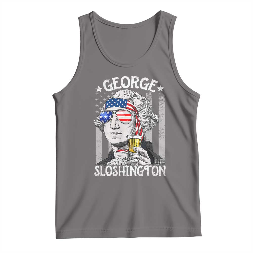 Funny 4th of July George Sloshington Washington Tank Top Retro America Flag - Wonder Print Shop
