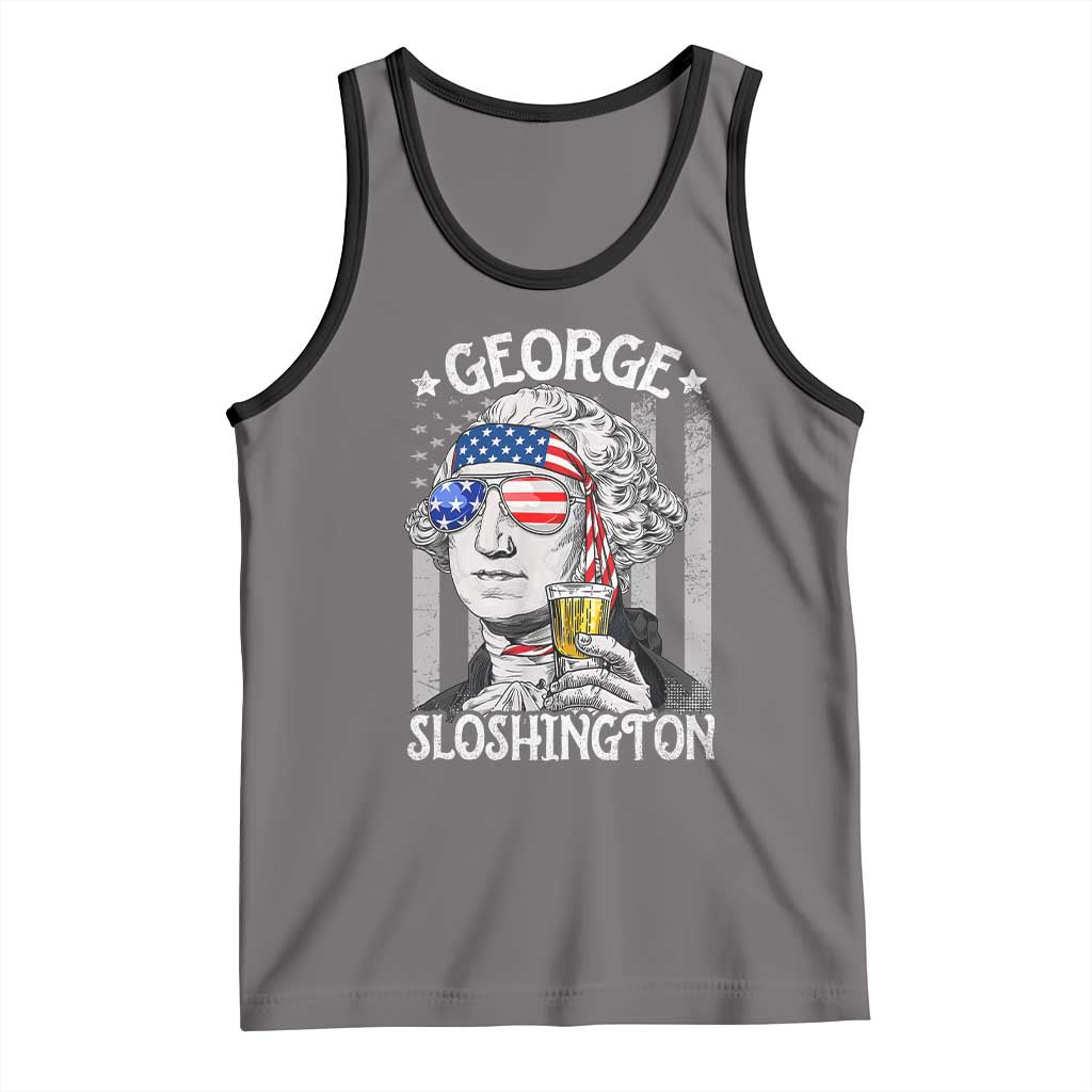 Funny 4th of July George Sloshington Washington Tank Top Retro America Flag - Wonder Print Shop