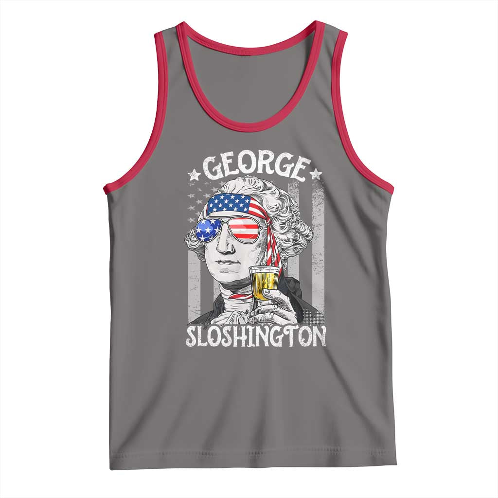 Funny 4th of July George Sloshington Washington Tank Top Retro America Flag - Wonder Print Shop